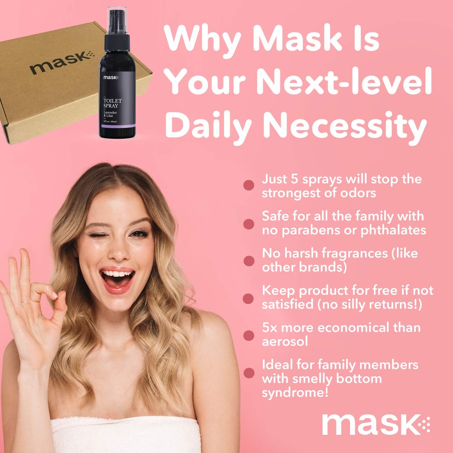 Mask Toilet Spray, Lavender & Lilac, 2-Ounce (6-Pack), Deodorizer Bathroom Spray