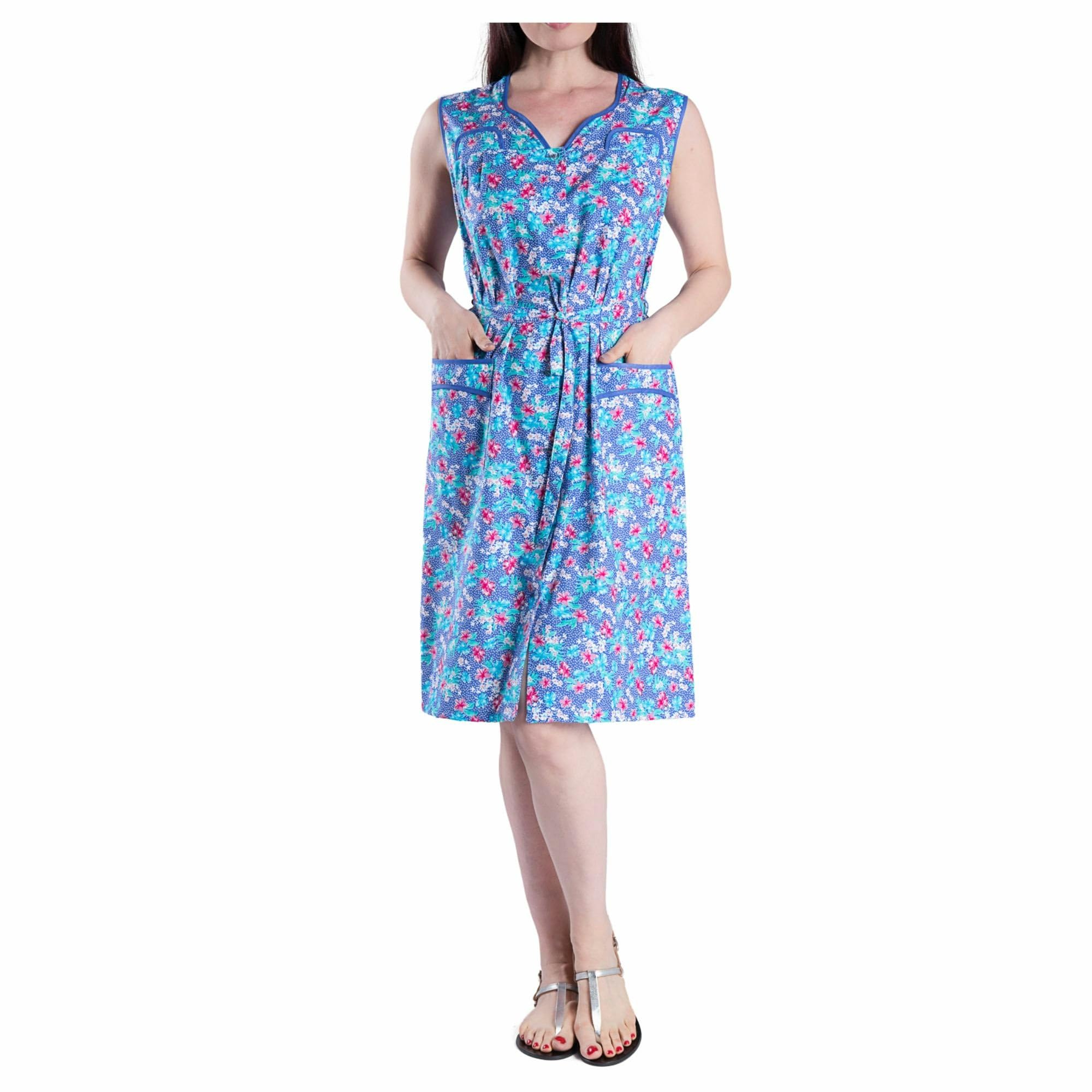 SAGGIO Aertre Prendisole da Tg 44 a 64 Set da 1 o 2 Pezzi in Fantasia in Puro Cotone con e Senza Maniche Aperti o Senza Bottoni Donna Made in Italy con Profumatore