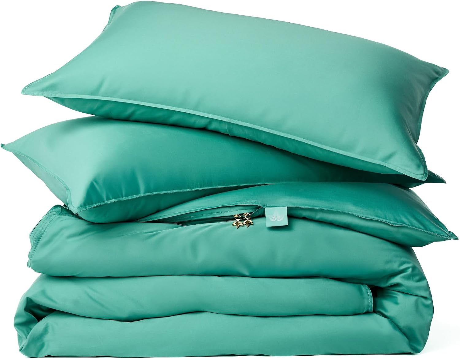 Canadian Down & Feather Co. - 3 Piece Duvet Cover Set 300 Thread Count Cotton - 3 Sided Zipper Closure Queen Size, Turquoise - Blue-Green