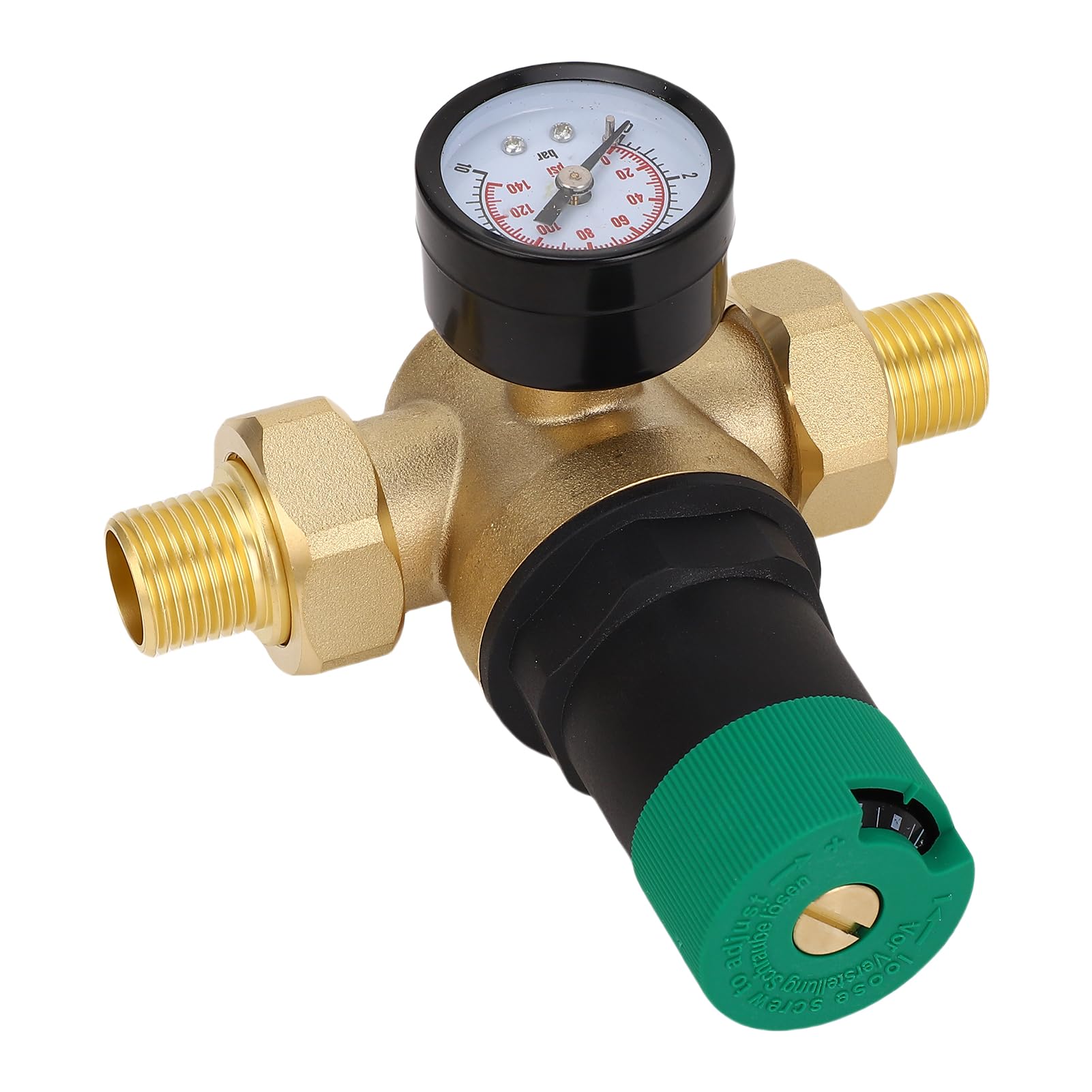 Regolatore di Pressione dell'acqua in Ottone con Misuratore di Pressione 0-60Mpa | Riduttore di dell'acqua Regolabile per Purificatore, Riscaldatore e Rubinetto | 3/4 Pollici (3/4 pollici