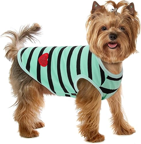 Miniatura 43 de Camiseta a rayas para perros y gatos, chaleco de algodón para primavera, verano, para mascotas, adecuada para mascotas pequeñas y medianas