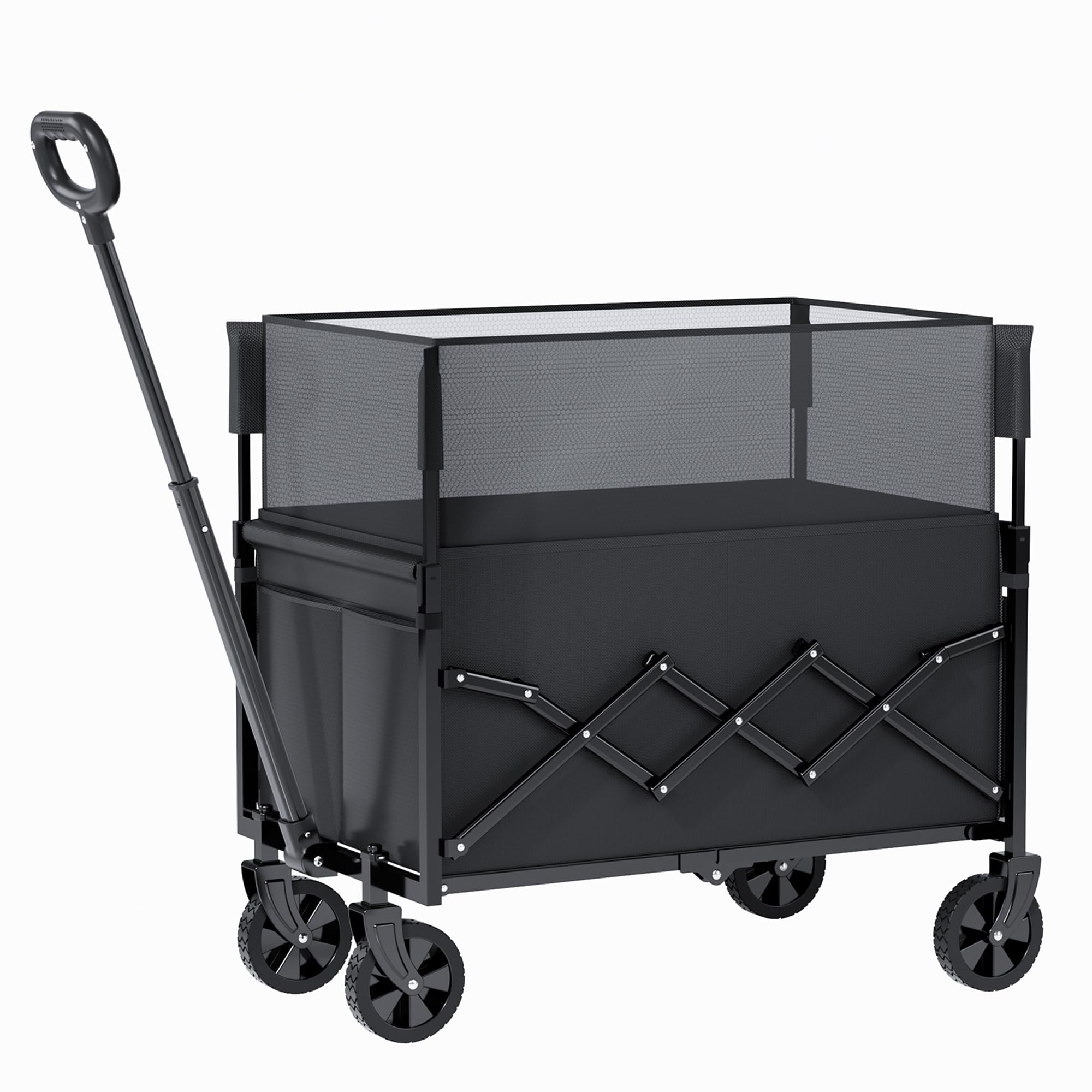 Overmont Carrello pieghevole con ruote - 100L Carrello Spiaggia Pieghevole Legge