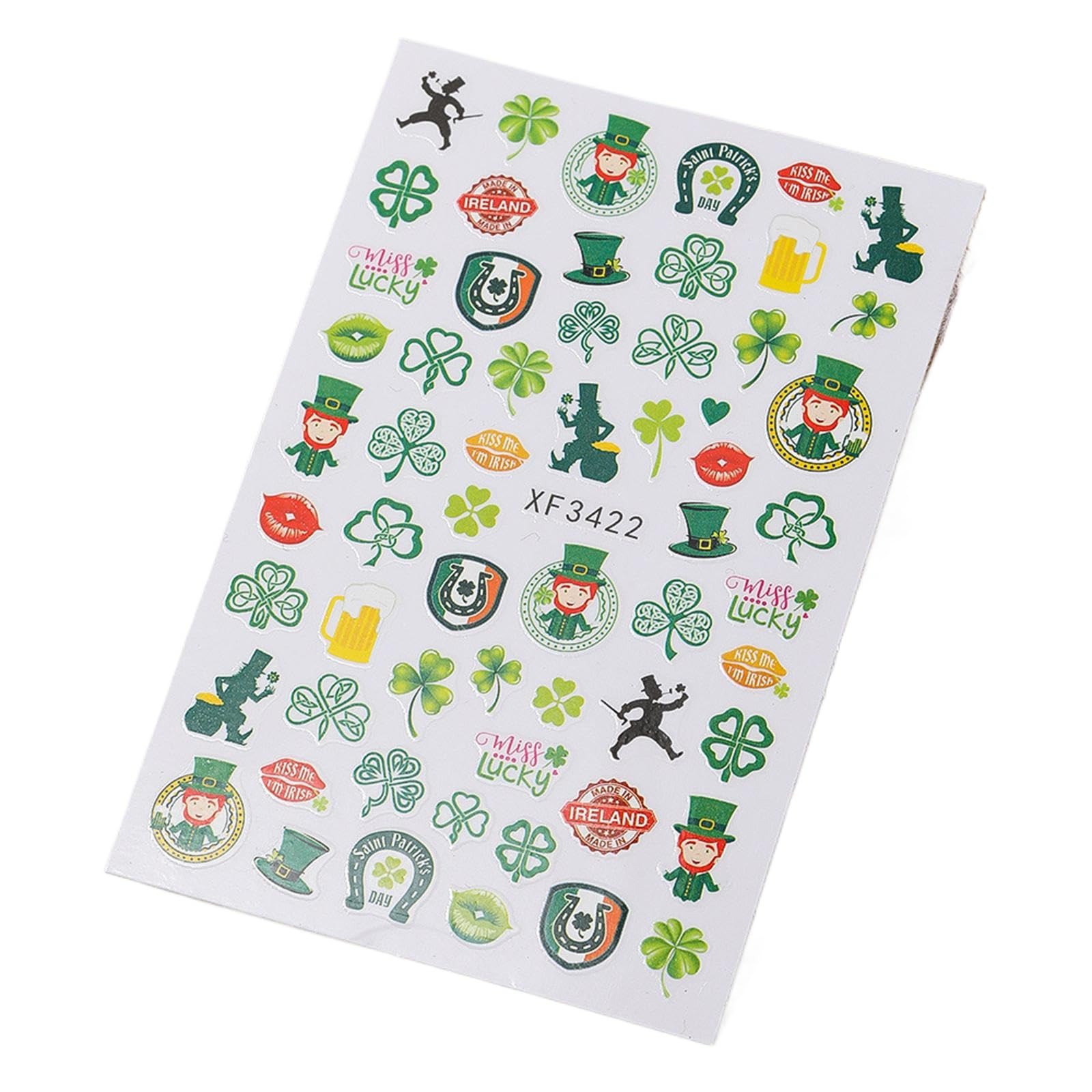 Clovers Nails Art Stickers Patrick ’ s Day Sticker Shamrock Decals Adhesive Sticker Patrick ’ s Day Decals