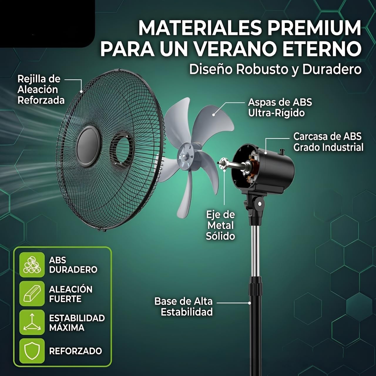 Ventilador de Pie de 18 Pulgadas, Potente Motor de 80W, Oscilación Amplia de 180°, 3 Velocidades, Altura de 125 cm, Ventilador de Suelo Silencioso para Hogar, Dormitorio y Oficina.