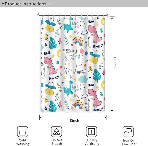 Miniatura 55 de Cortina de ducha de baño con temática de dinosaurio, cortina de ducha de hojas tropicales de dinosaurio verde con ganchos, cortina de ducha de tela
