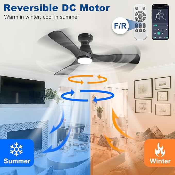 Ventilador de Techo 42 Pulgadas con Luz, Control Remoto y Ap miniatura 3