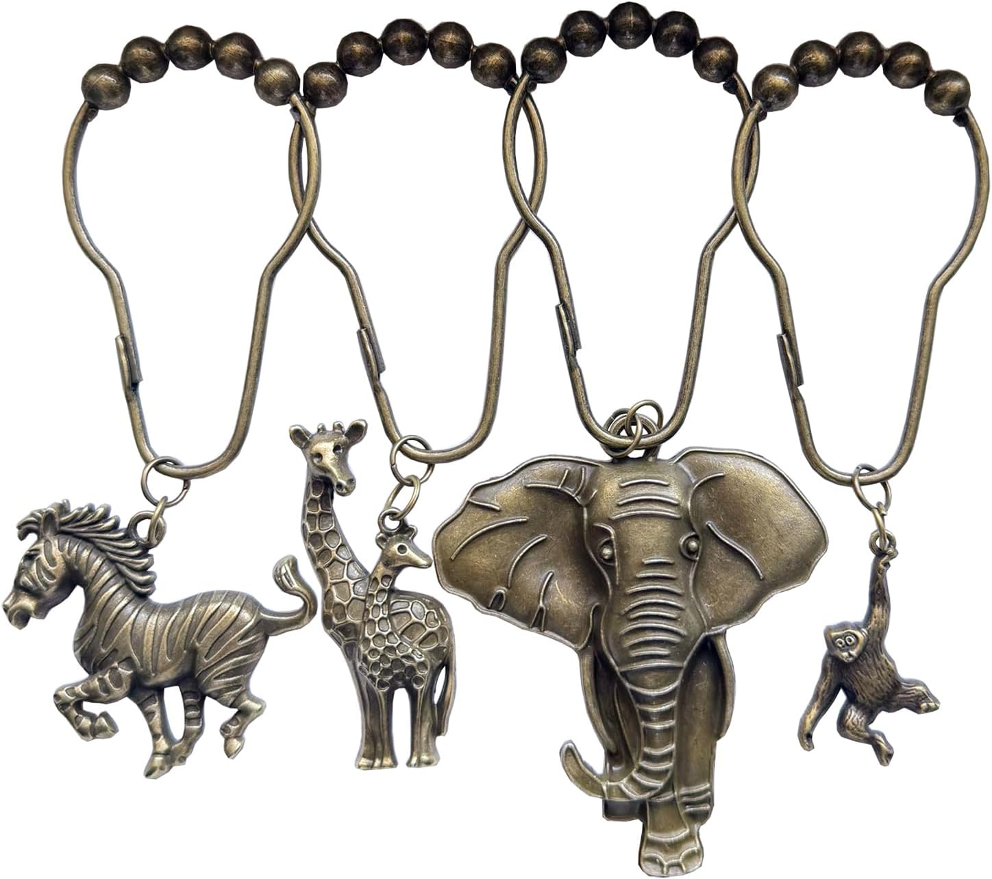 Animal Shower Curtain Hooks,12Pcs Jungle Wild Bathroom Decor,Bronze