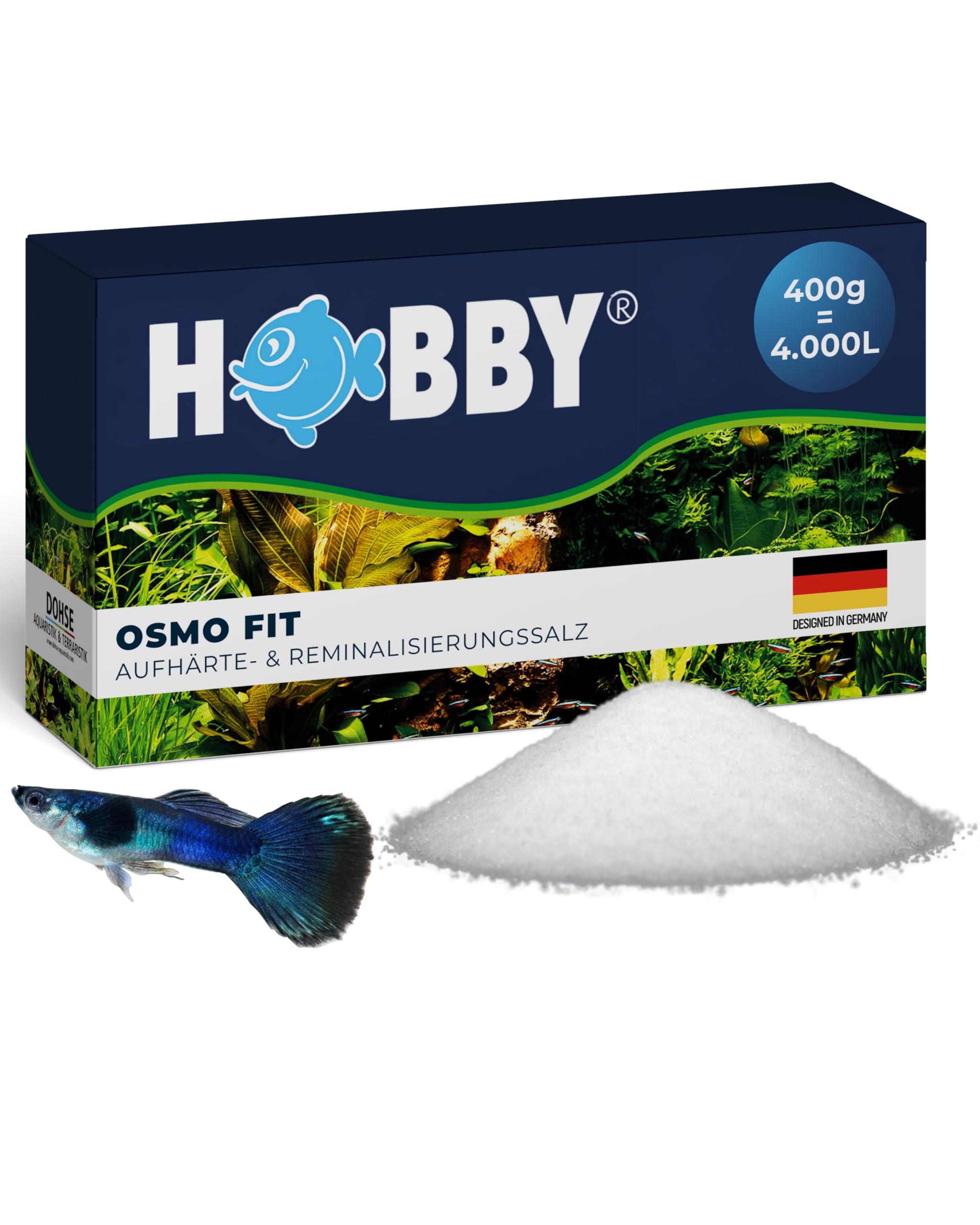HOBBY Aquaristik Osmo Fit I 400g I Aufhärtungs- und Remineralisierungssalz für Aquarien I Spezialsalz zur Wasseraufbereitung I geeignet für Osmose- und VE-Wasser I für empfindliche Fische und Garnelen