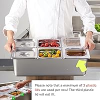 Vista 5 de CURTA Recipiente para servir condimentos refrigerados con hielo (6 bandejas), certificado NSF, 2 tipos de tapas, bandeja de drenaje, juego