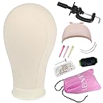 Leeven 21-24 Canvas Wig Head Poly Manikin Head for Making Wigs Professional Mannequin Head with 20 Pcs T Pins and Clamp Stand 23 Inch