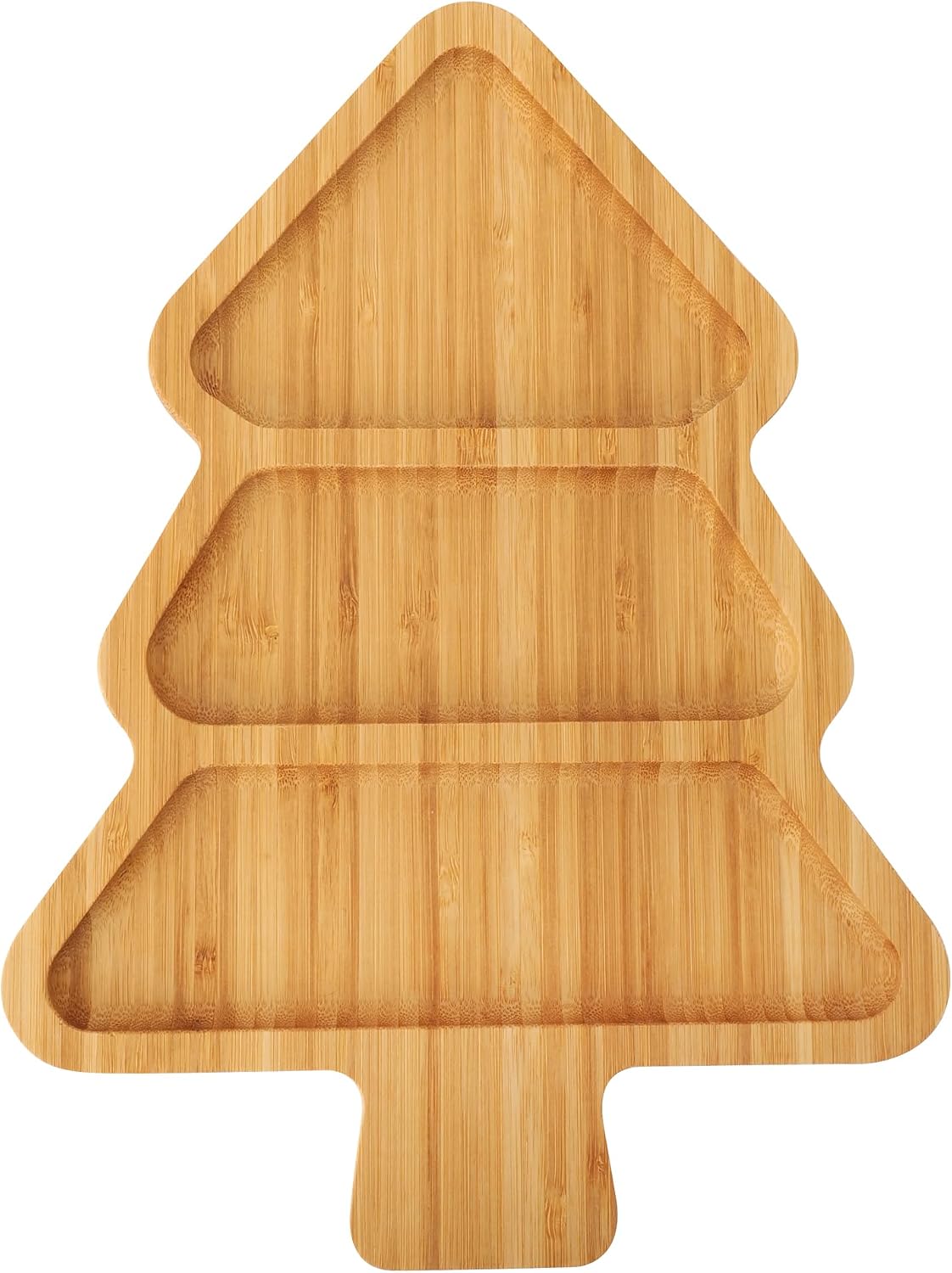 TJ POP Small Christmas Tree Serving Tray 11.8" × 8.7", Bamboo Holiday Serving Platters Charcuterie Board, Christmas Serving Dishes, Table Decorations Supplies for Party