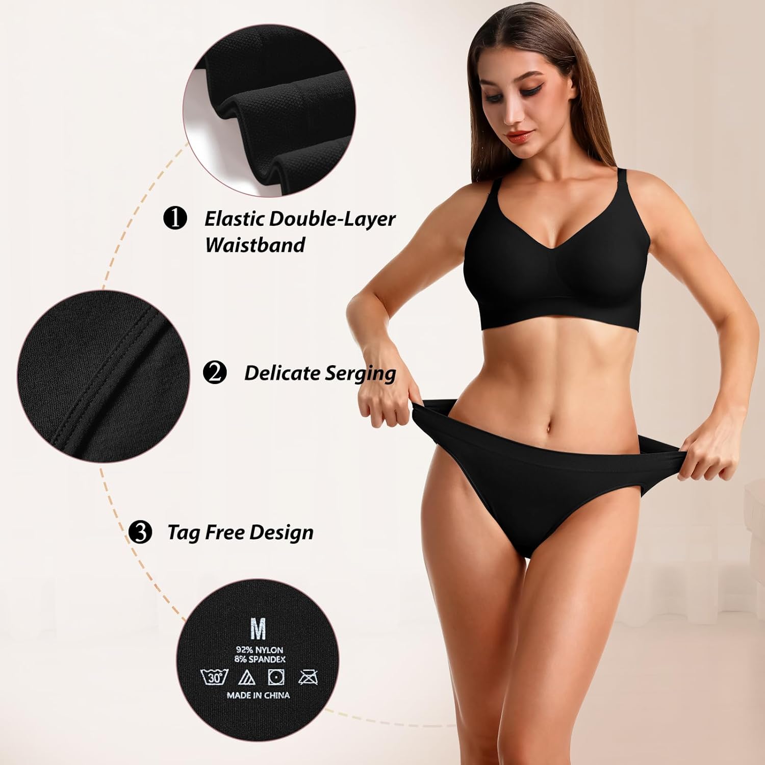 Women's Hi Cut Seamless Underwear - Mid Rise Nylon Soft Stretchy Panties No Show Full Coverage Briefs Multipack - Image 4