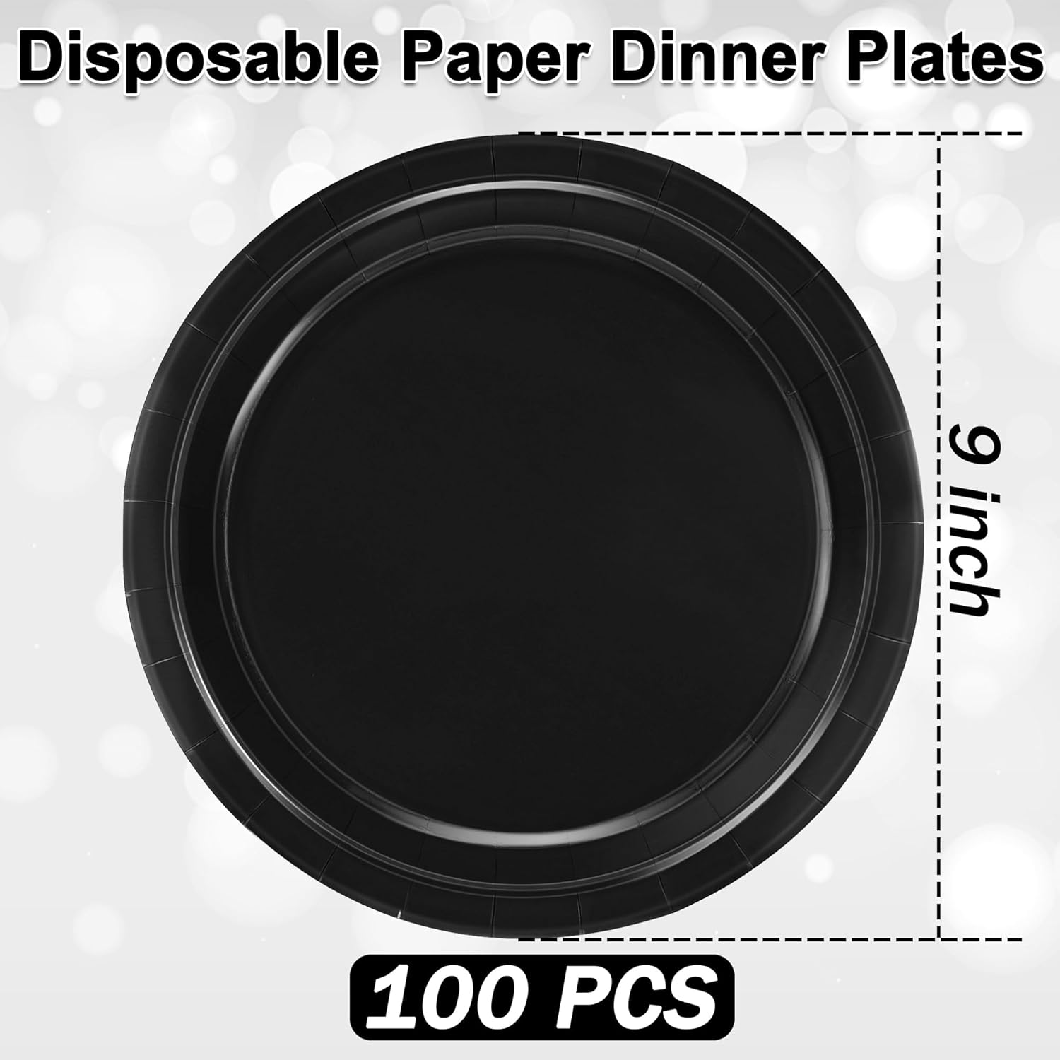 QZYL 100 PCS Black Paper Plates, Dailyplates100-black