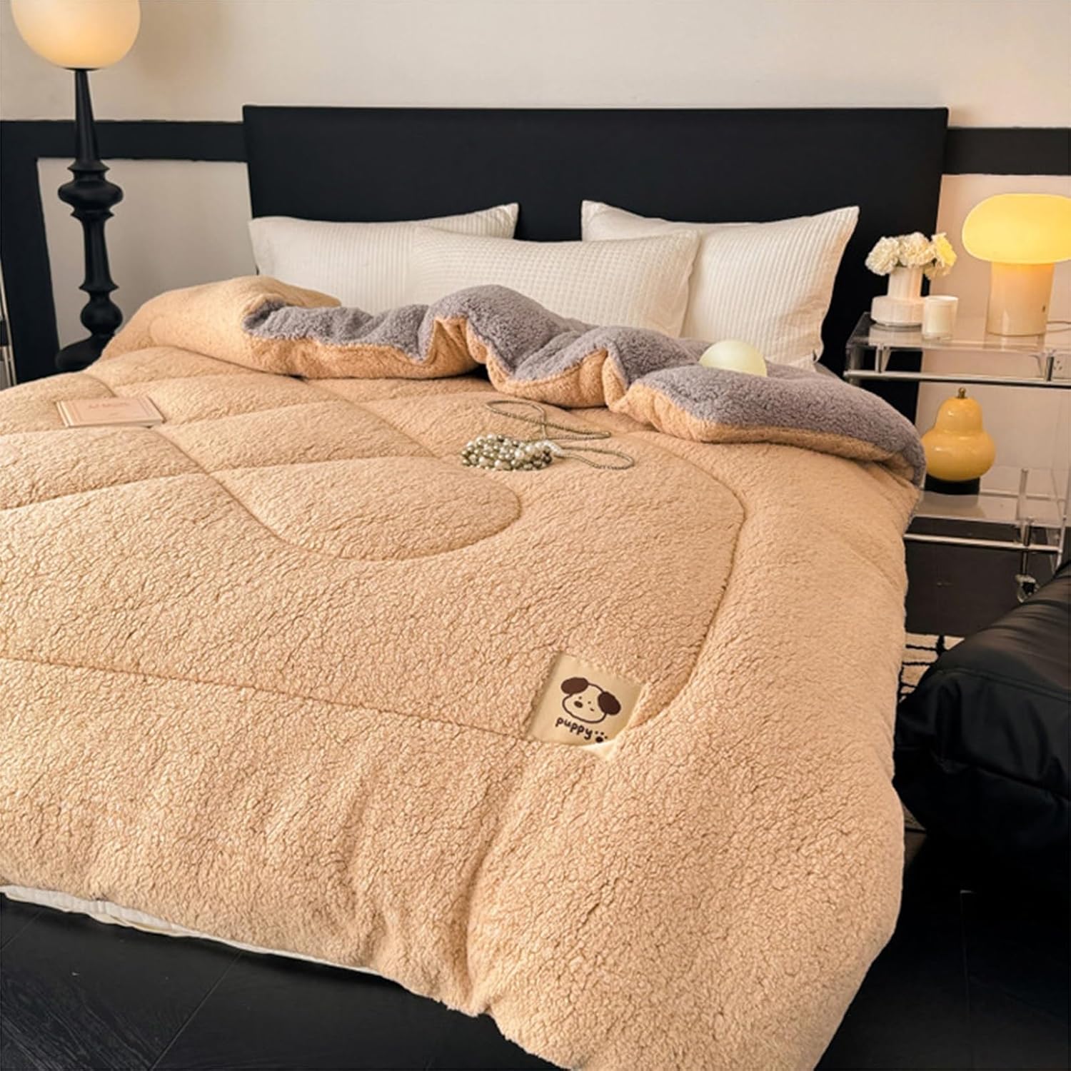 Thicken Cashmere Quilt, Double-Sided Fleece Blanket, Winter Duvet, Warm Winter Dredon, Down Duvet, Cashmere Winter Quilt (F, 150 x 200 cm/2.5 kg)