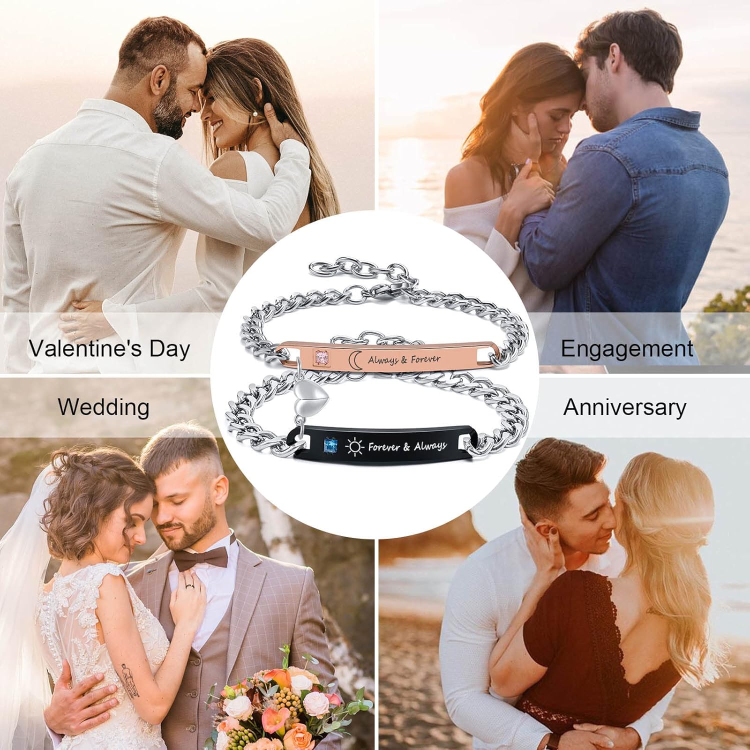 MEALGUET Personalized Couple Bracelet Customized Couple Bracelets Set Mutual Attraction Custom Name Relationship Bracelet Personalized Gift for Men Women - Image 2
