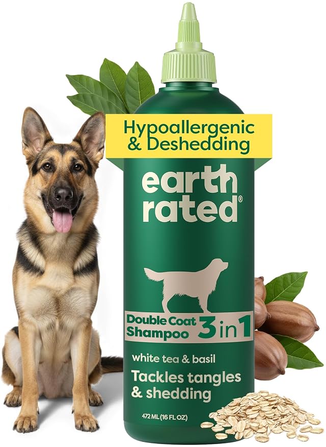 Earth Rated Deshedding Dog Shampoo Hypoallergenic 3-in-1 Shampoo Conditioner for Dogs Puppies Deodorizing 98 5 Natural Origin Ingredients