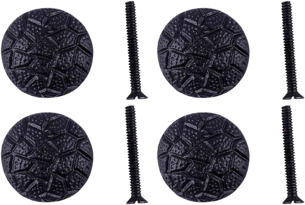 Renovators Supply Manufacturing Iron Cabinet Knob Black Round Cobblestone Design Cabinet Hardware Pack of 4