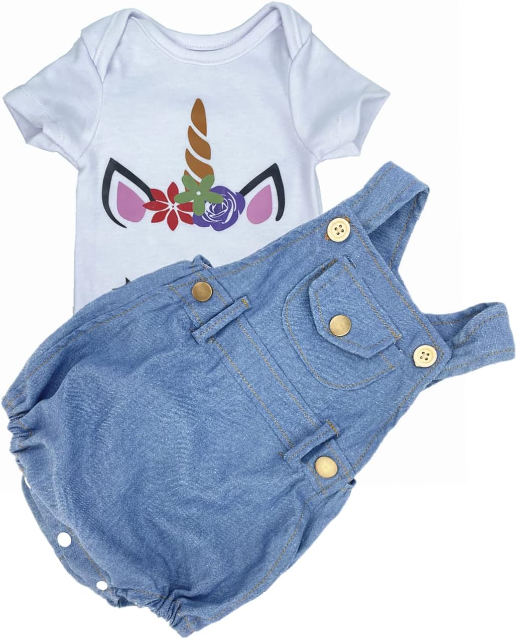 TatuDollReborn Baby Dolls Clothes Fit 22-24 inch Reborn Dolls Girls Strap Jeans Undershirt 2pcs