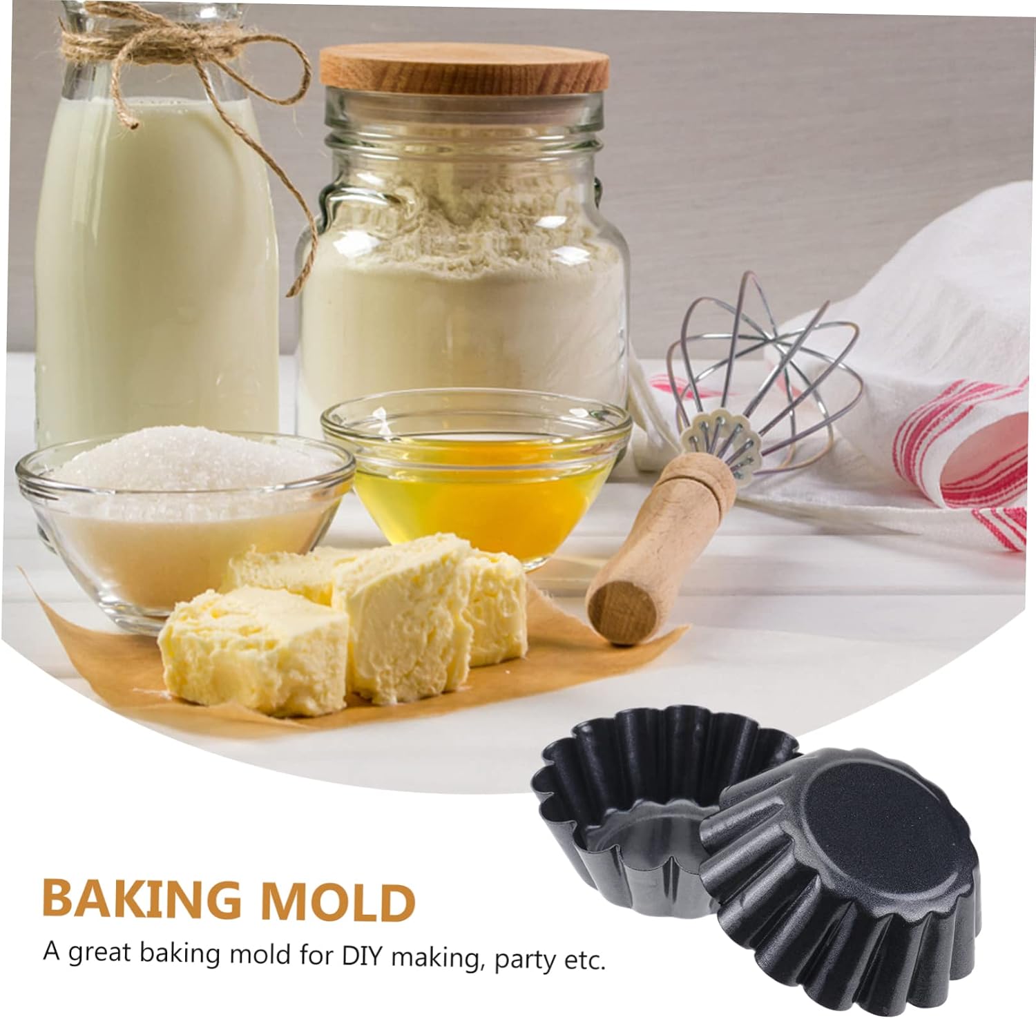 SHOWERORO Flower Tart Molds 12pc Non-stick Carbon Steel Mini Tart Pans Reusable Baking Cups