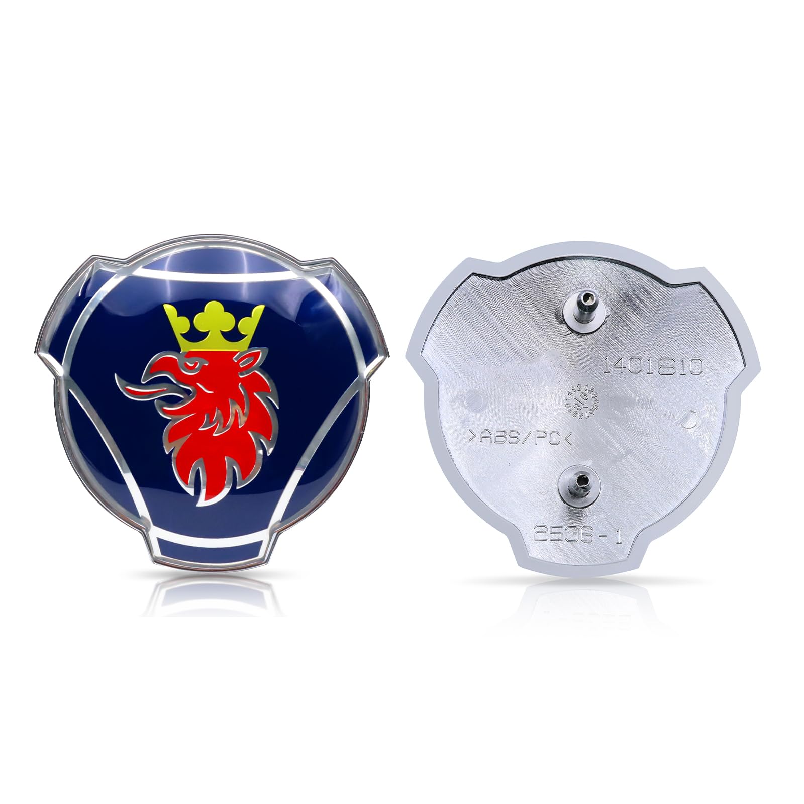 1 set di emblemi a grifone blu e rosso per griglia anteriore Scania, con striscia luminosa a LED da 24 V (illuminazione bianca)
