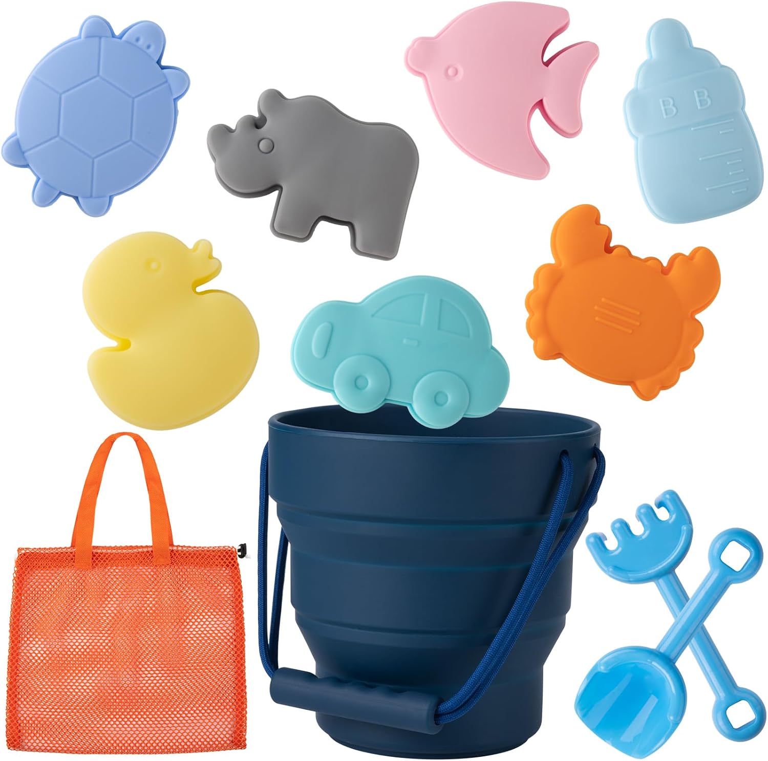 WEYOVGO Silicone Beach Toys Collapsible Beach Buckets Beach