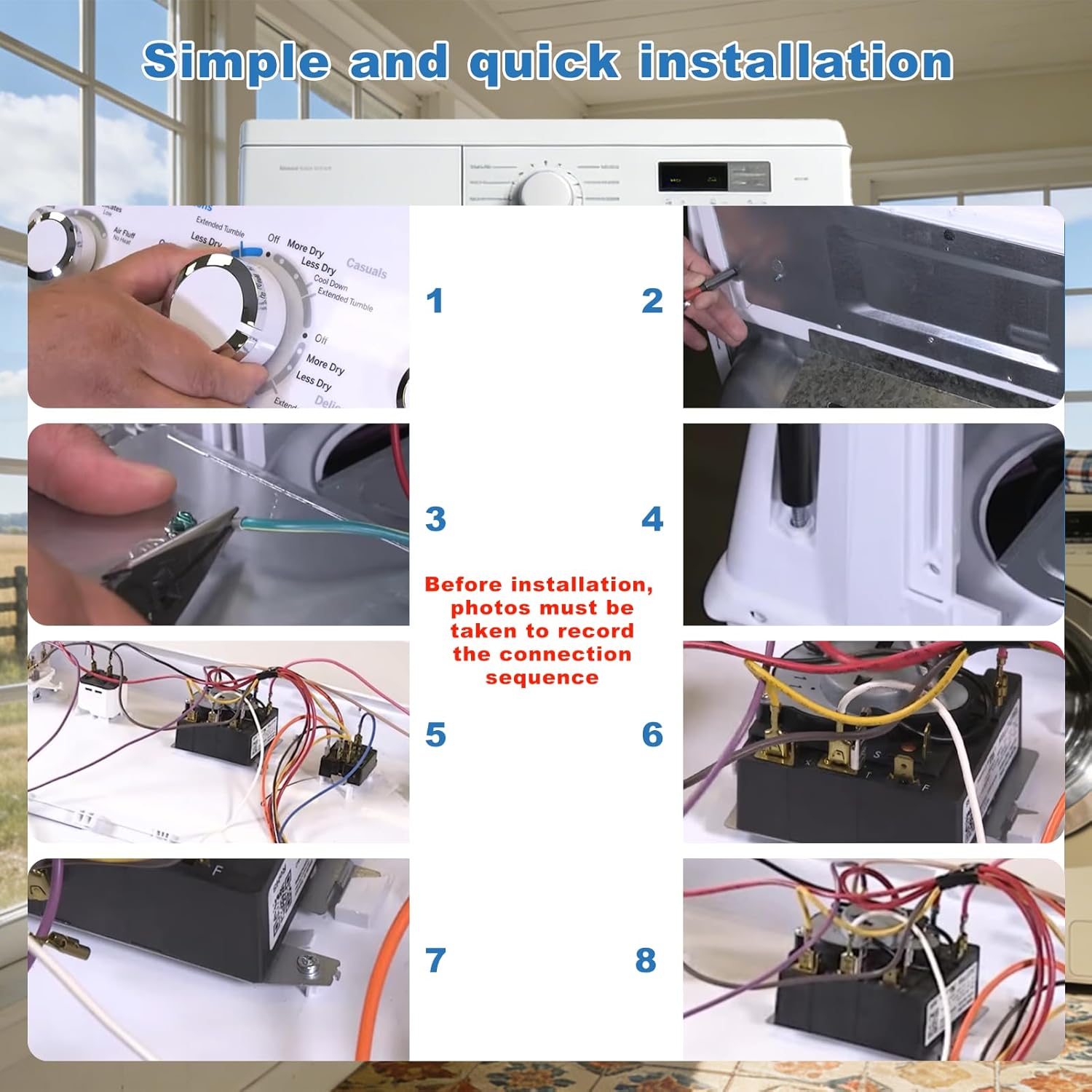 WE04X24550 Dryer Timer Replacement - Direct Fit for GE & Hotpoint Dryers - Replaces 234D2377P004 TMD14M30 WE04X24549 - Compatible with GTD42EASJ2WW GTD48EASW0WB 2-Year QA