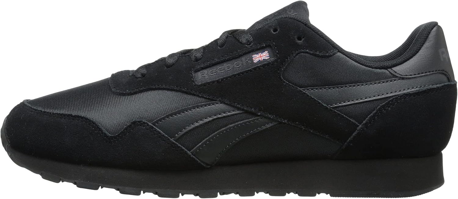 Reebok Men's Royal Nylon Classic Sneaker, Black/Gravel, 9.5 M US