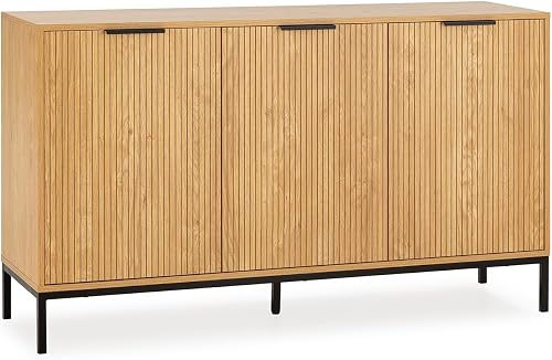 HOMN LIVING Credenza Monica a 3 ante, colore legno, 140 c…