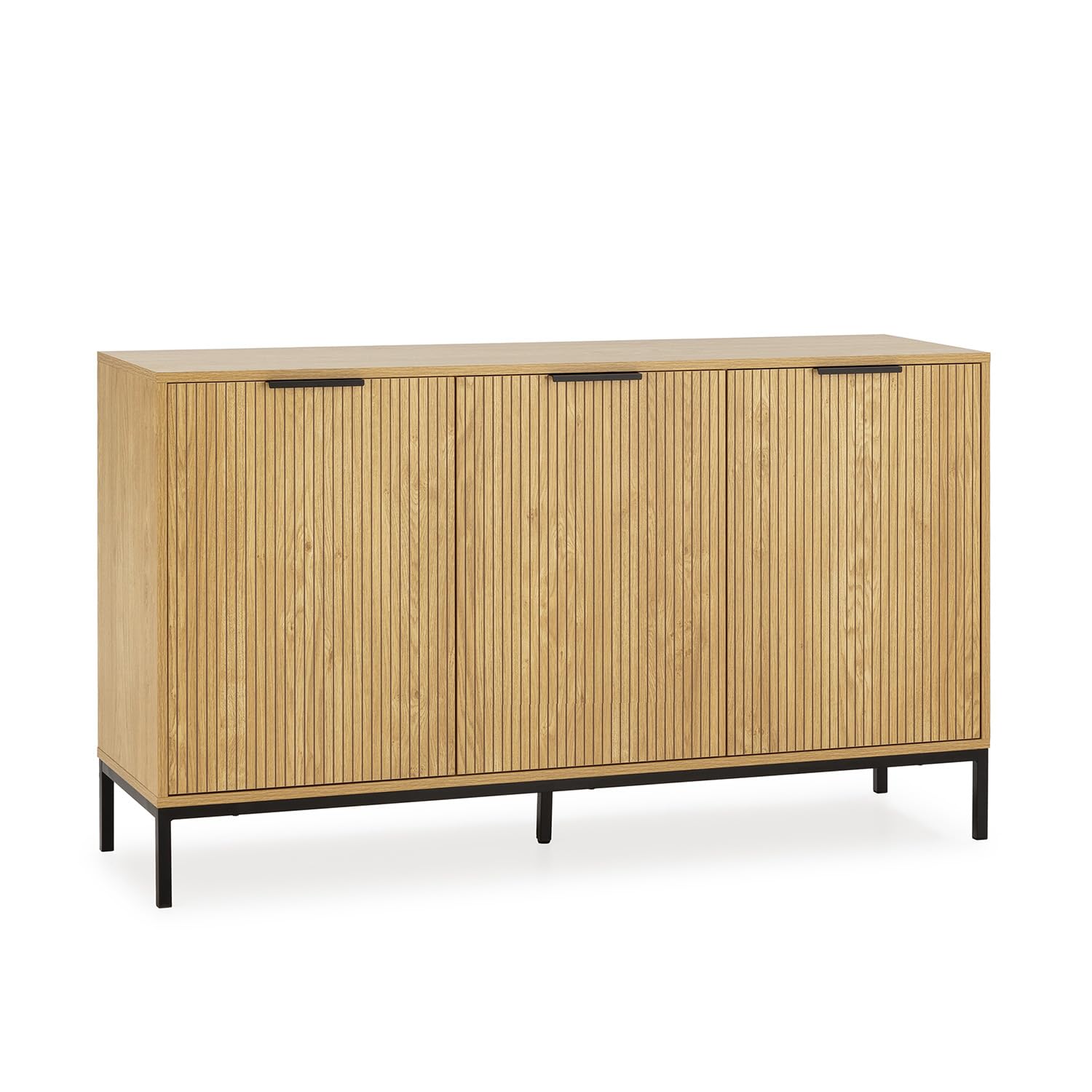 HOMN LIVING Aparador Mónica 3 Puertas Color Madera, 140 cm (Ancho) 40 cm (Profundo) 80 cm (Altura)