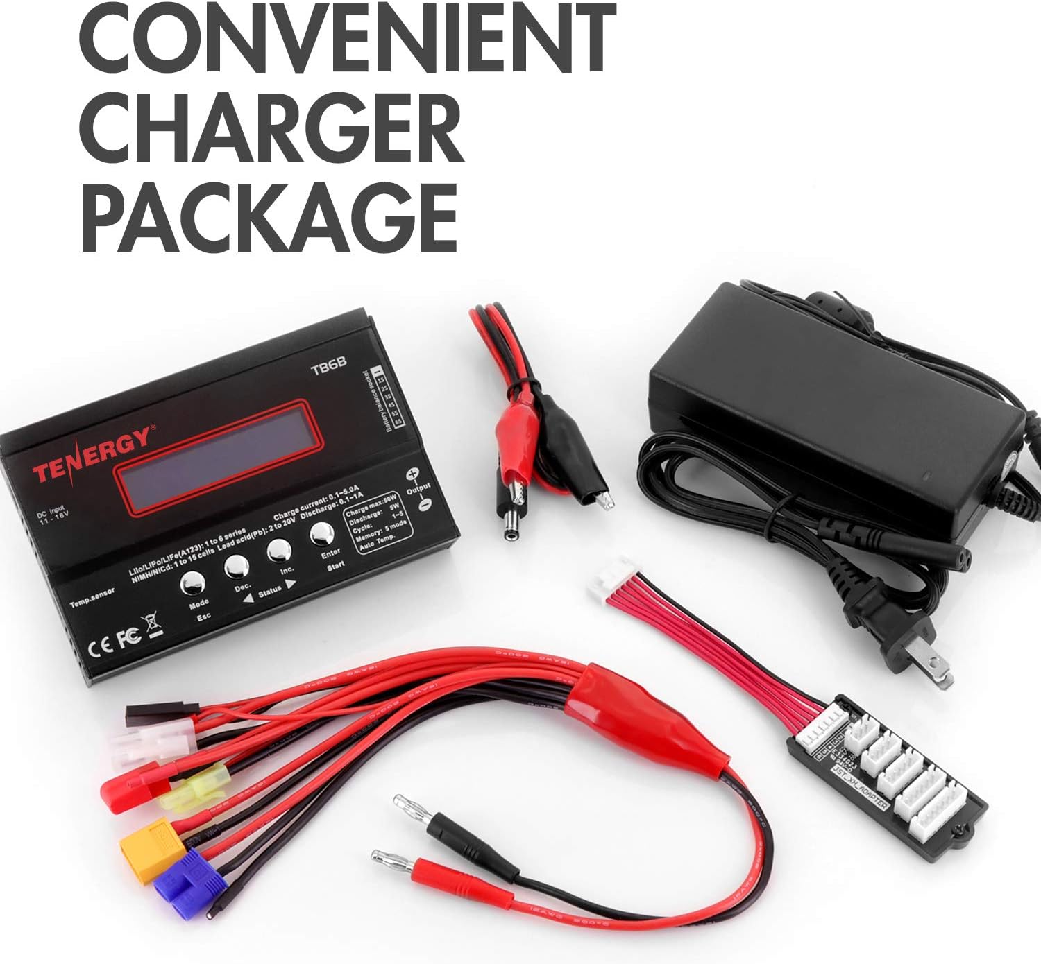 Combo Special: Tenergy TB6-B Balance Charger for NiMH/NiCD/Li-PO/Li-Fe Battery Packs with Power Supply