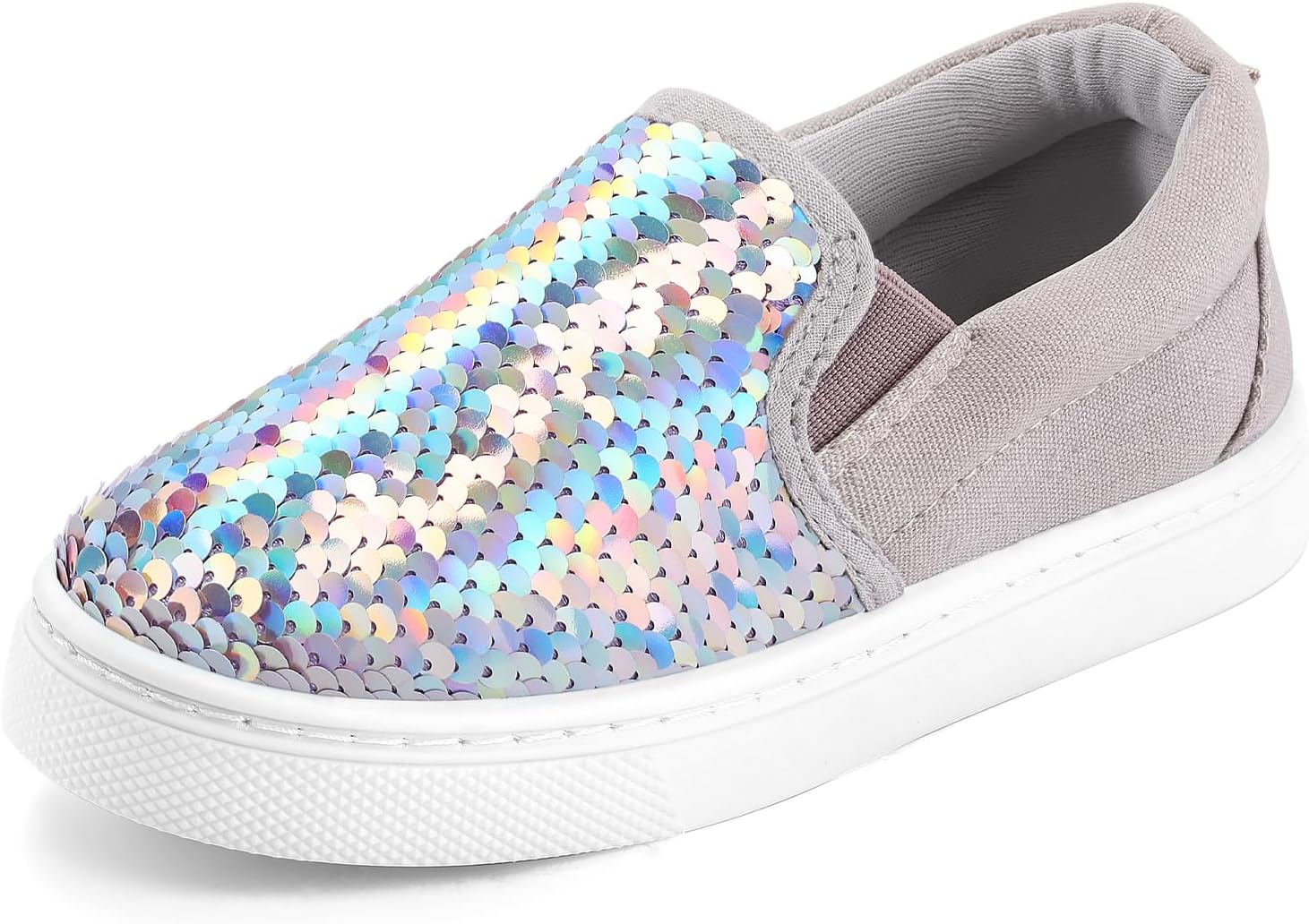 K KomForme Toddler Slip on Sneakers Girls Sparkle Sequins Canvas Walking Shoes