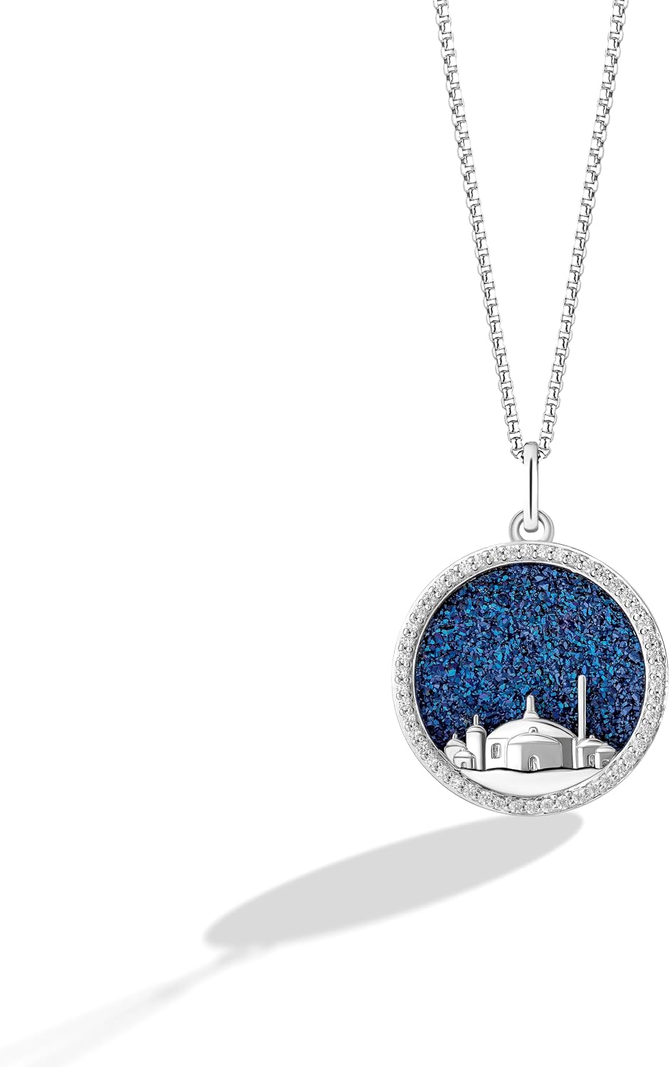 Jewelili Star Wars™ Fine Jewelry PLANET NABOO WOMEN'S PENDANT 1/6 CT.T.W. Diamonds, Midnight Blue Druzy in Sterling Silver