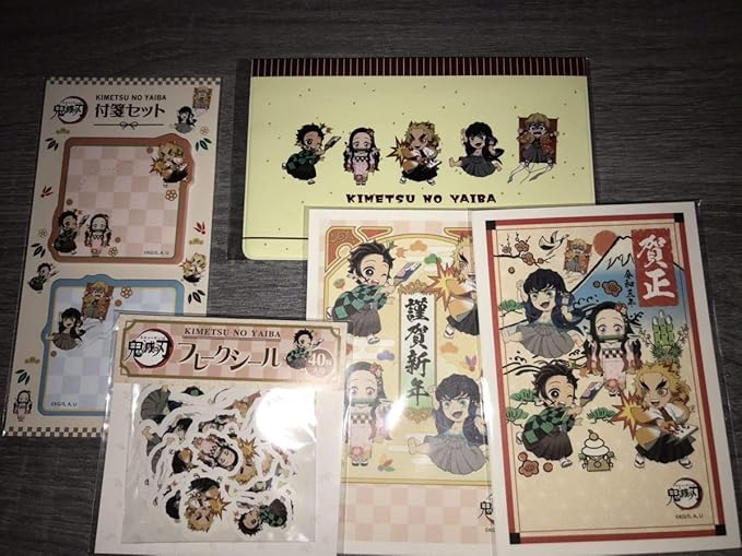 Amazon 郵便局限定 鬼滅の刃 年賀状 通帳ケースb フレークシール 付箋セット 5点 303 おもちゃ おもちゃ