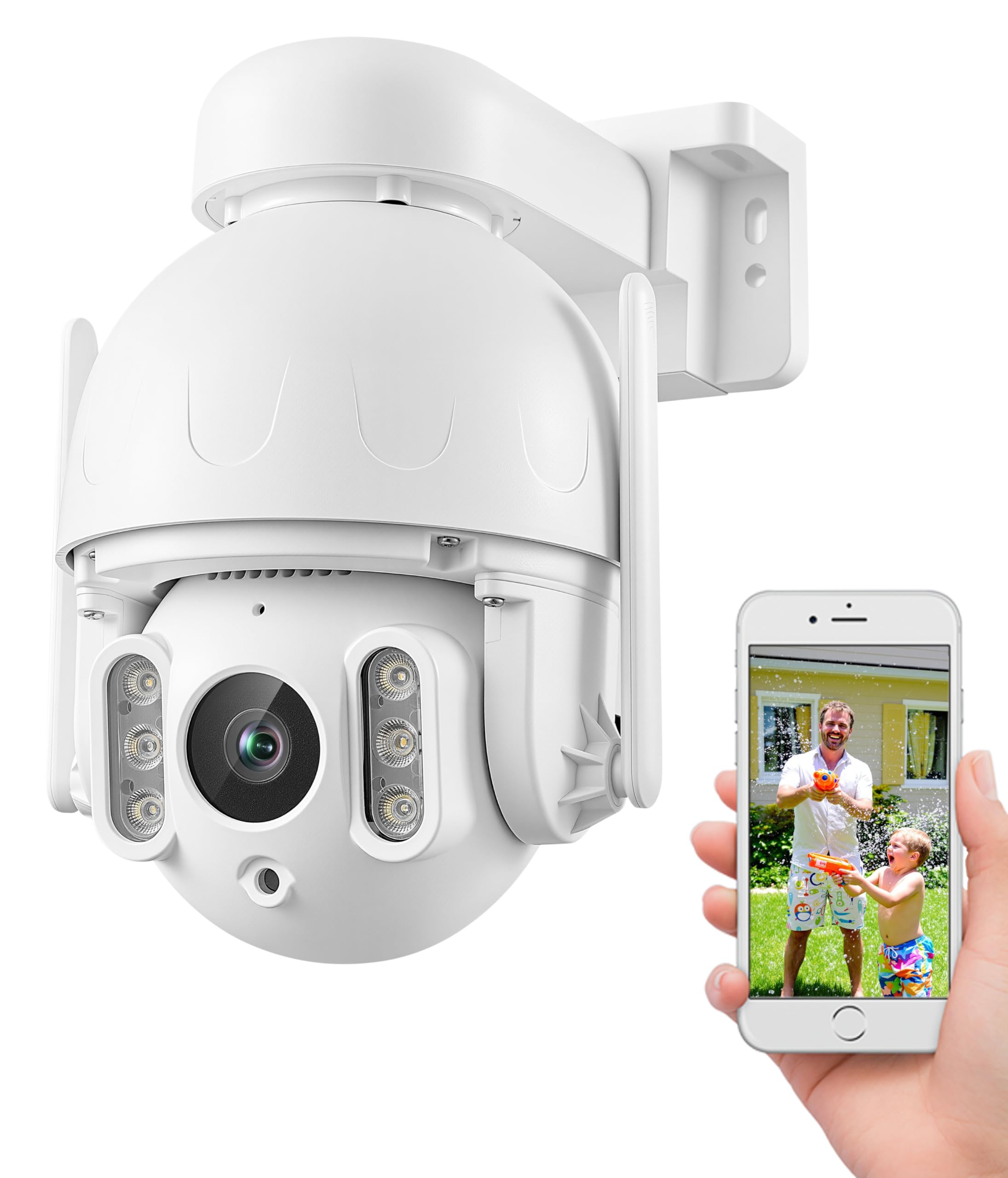 S21C-Slim 2K Cámara PTZ WiFi Exterior Montaje en Techo | Seguimiento 360°, Zoom Digital, Visión Nocturna Color 50m, WiFi 5G, RTSP, Detección Humana, IP66