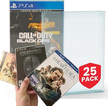 Display Case for PS3, PS4, PS5 SteelBook Box 0.40mm Archival Grade Impact-Resistant Collectible Video Game Storage Case Pack of 25 Protect, Display, and Preserve Your Gaming Collec