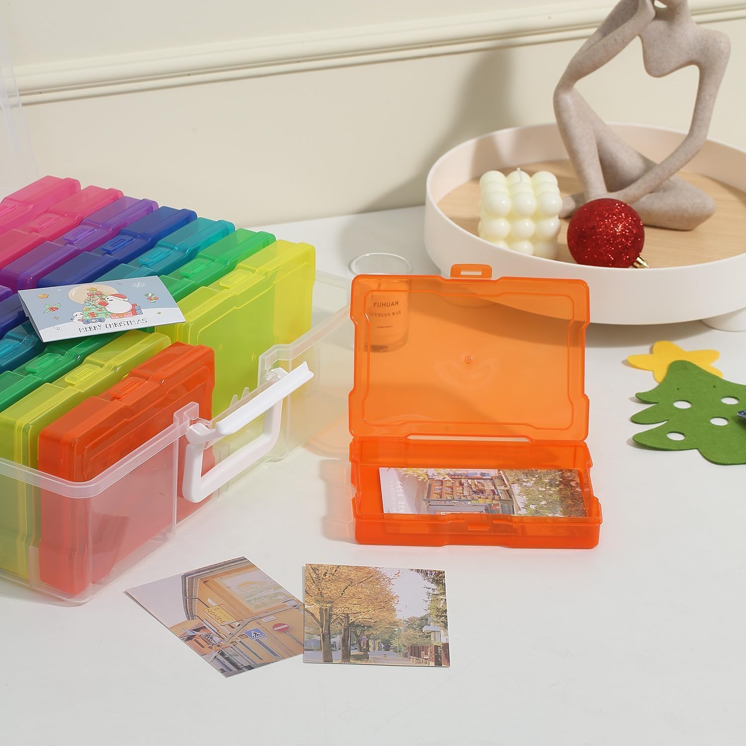 16 Pack Small Plastic Storage Box Gradient Color Storage Container (Colorful)