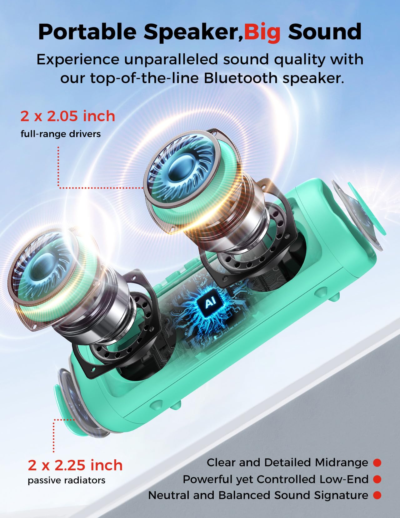 Amazon.com: Bluetooth Speaker, 20W HD Sound, Portable Wireless