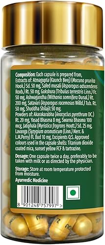 Miniatura 9 de Zandu Ashwagandha Gold Plus, fabricado con oro, Ashwagandha, Safed Musli, Shilajit y otros ingredientes ayurvédicos, ayuda a aumentar