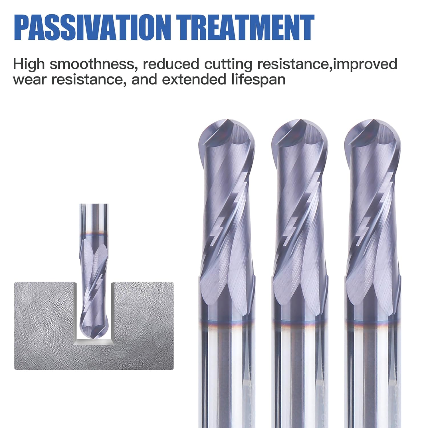 HUHAO 3/8 Inch Ball Nose Carbide End Mill,CNC Cutting Tools for Stainless Steel,Hardened Steels,High Temp Alloys,Medium Alloy Steels, 2 Flute,3/8" Shank