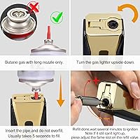Vista 5 de Encendedor de llama triple jet con punzón y soporte, linterna multifuncional resistente al viento, encendedor de butano recargable, caja de regalo
