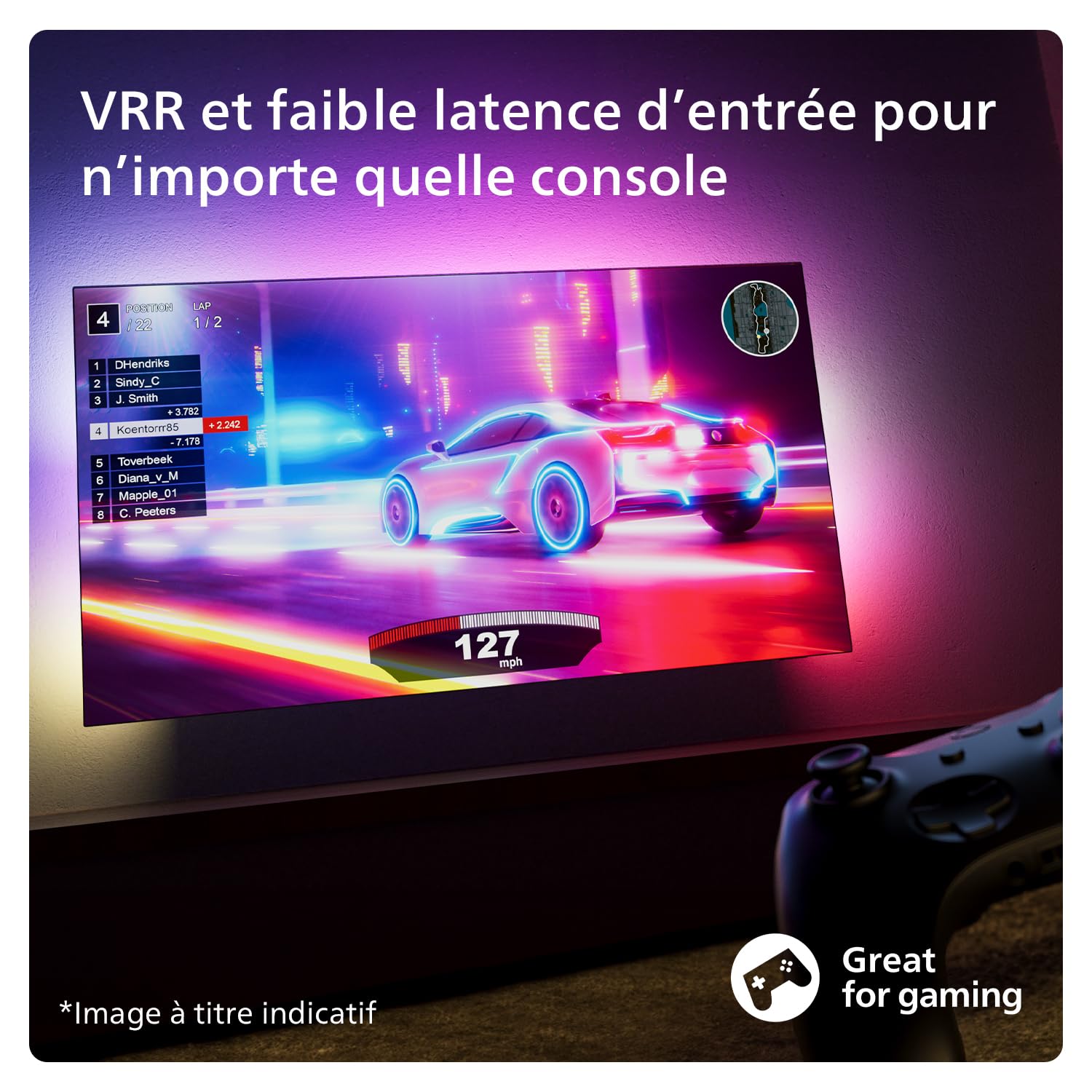 Philips Ambilight 65PUS8109 Smart TV LED 4K - Écran 65 Pouces avec Plate-Forme Pixel Precise Ultra HD, Titan OS et Son Dolby Atmos, Fonctionne avec l’Assistant Vocal Alexa et Google - Chrome satiné