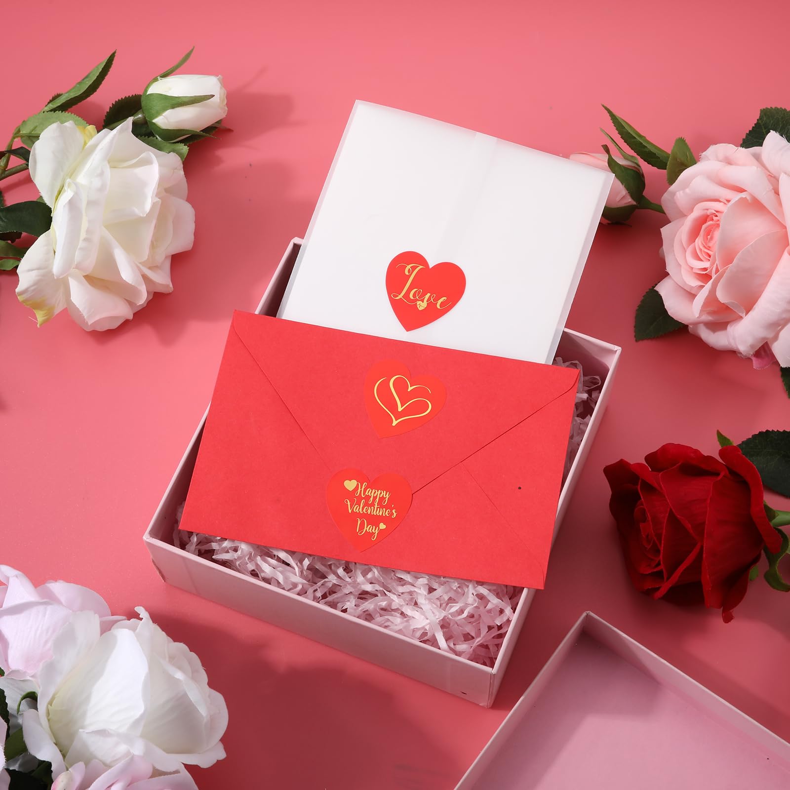 ArtCreativity Valentinstag-Aufkleber – 5 Rollen, 500 Stück, Für Kinder & Basteln