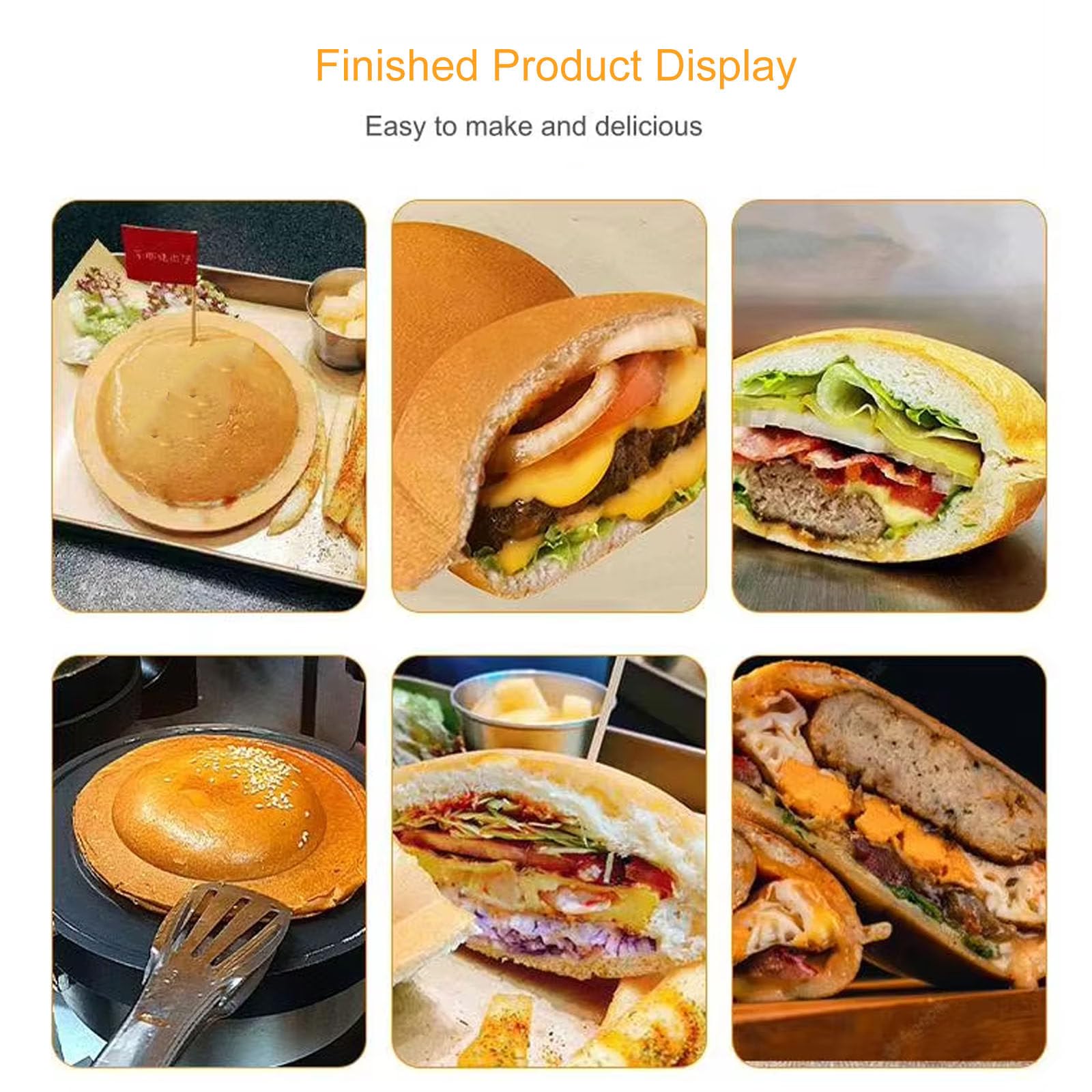 Máquina para hacer hamburguesas, helados, hamburguesas, wafleras, sandwicheras, prensa para hacer hamburguesas, placas antiadherentes, control de temperatura independiente, acero inoxidable