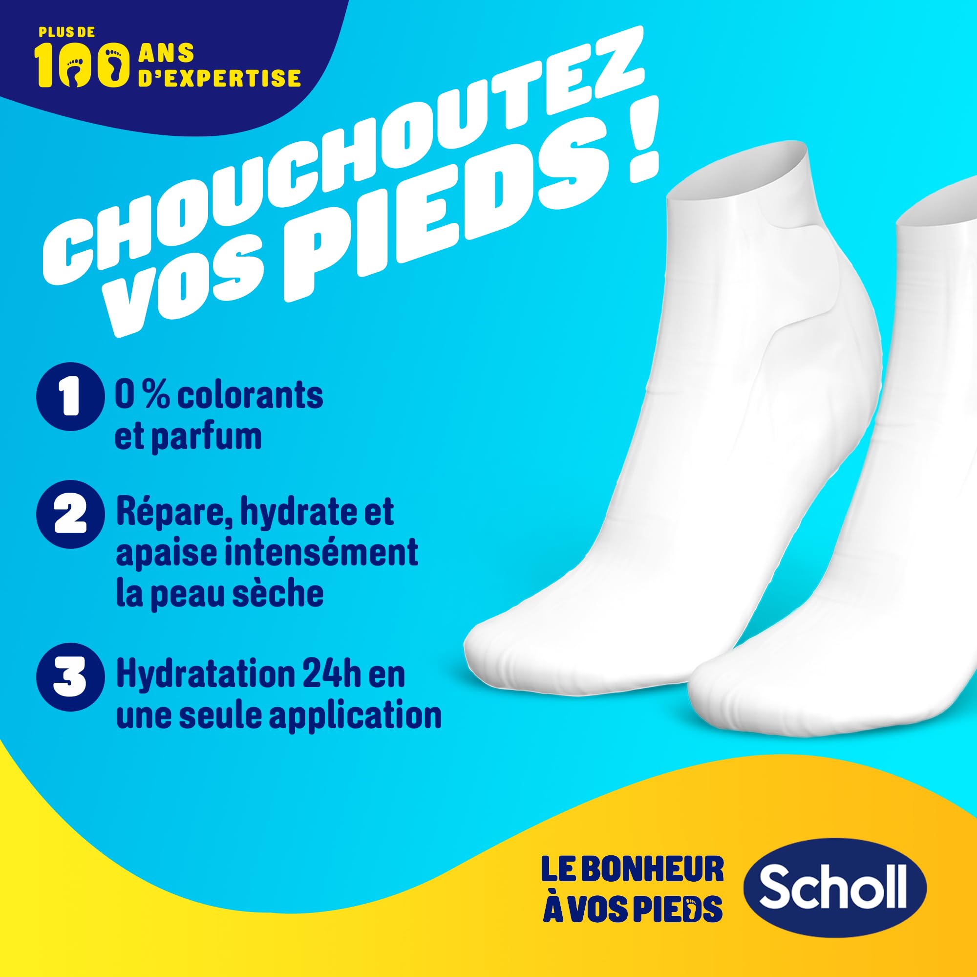 Scholl Masque Pieds Nourrissant à l'Huile de Noix de Coco: Sans parfum ni colorants pour peaux sèches. Chaussettes hydratantes non grasses, faciles à utiliser. Emballage et masque recyclables, 1 paire - 4