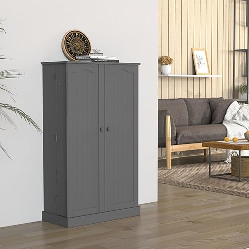 Miniatura 6 de VEKOO - Armario de almacenamiento de despensa de cocina de 41 pulgadas, armarios de almacenamiento de alimentos con puertas y estantes ajustables,