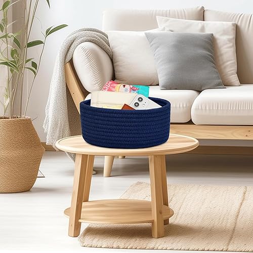 Miniatura 46 de ABenkle Paquete de 2 cestas pequeñas, cesta tejida de cuerda de algodón, lindas cestas de almacenamiento pequeñas, cesta bohemia decorativa