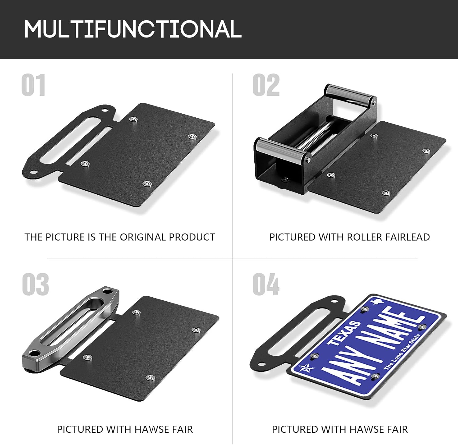 Hawse Fairlead License Plate Mount, Winch License Plate Bracket All 10 inch Hawse Fairlead Winch License Plate Bracket Roller Fairlead