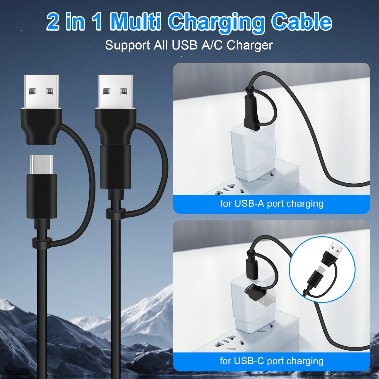 EGK Cavo di ricarica e dati da USB-C a micro USB da 1,5 m e adattatore USB, trasferimento dati 480 Mbps, per vecchi telefoni e tablet Android e tutti i dispositivi micro