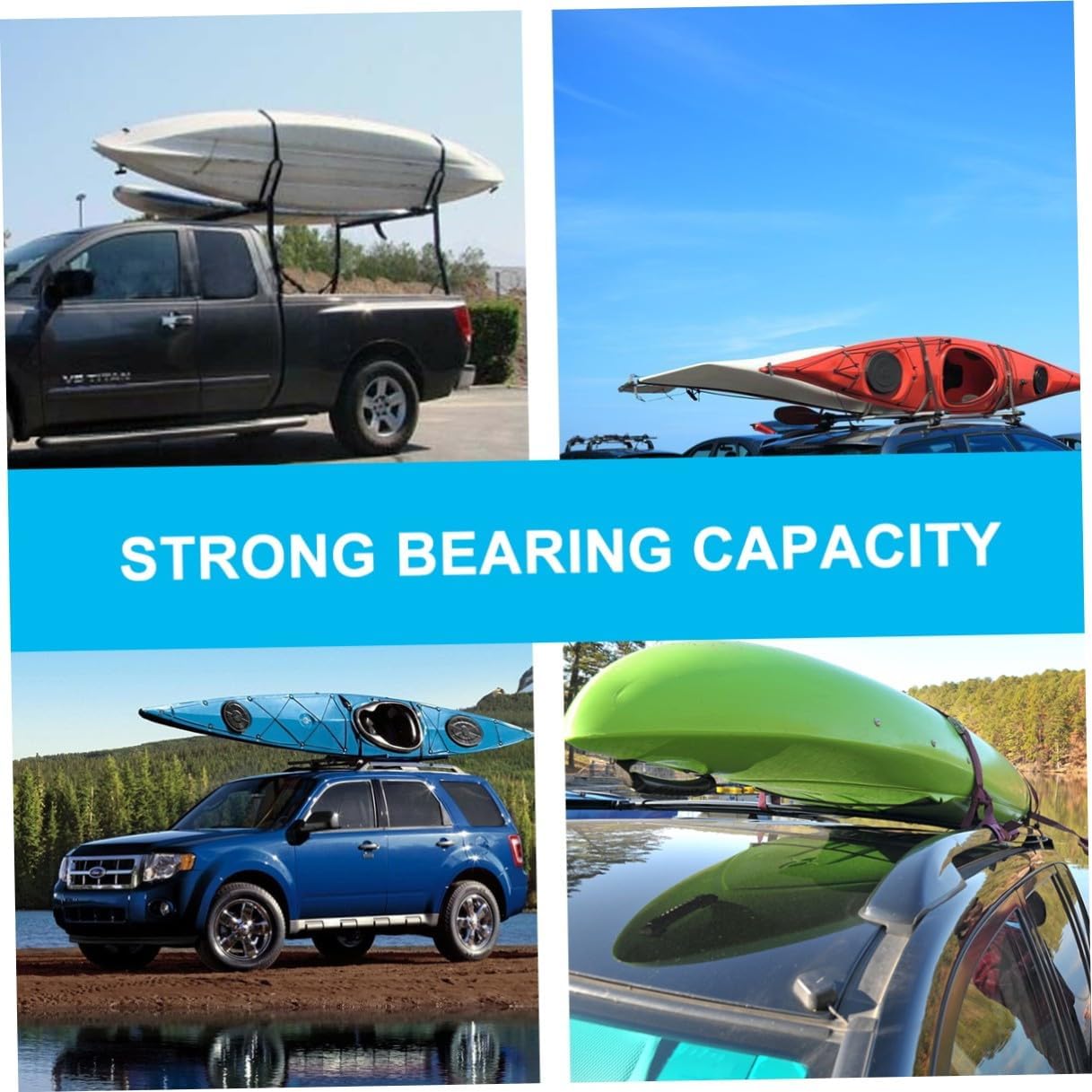 KICHOUSE 2pcs Kayak Roof Rack for SUV, J-Shaped Car Top Canoe Carrier with Detachable Mounts, Heavy-Duty Roof Cargo Rack for Kayak and Canoe Transport