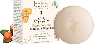 Babo Botanicals Sensitive Baby Fragrance-Free 2-in-1 Shampoo & Wash Bar - Shea Butter, Calendula & Aloe Vera - EWG Verified - Cruelty-Free - Vegan - Pediatrician Tested - For Babies & Kids EWG Verified [Amazon-developed Certification] Compact by Design